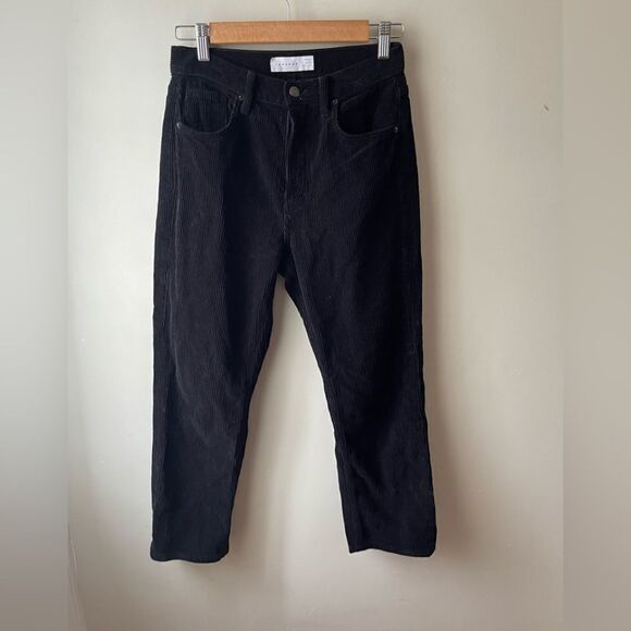 TOPSHOP black corduroy high rise button fly jeans 26 - Picture 1 of 9